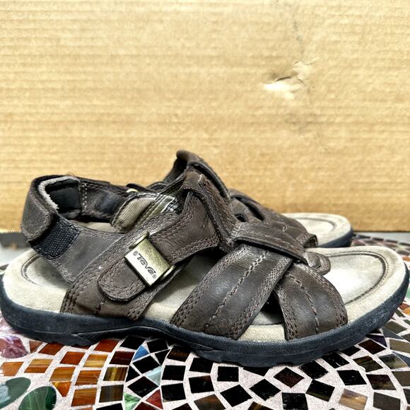 Teva Fisherman Sandals Buckle Waterproof Leather Hiking Adjustable Brown 8